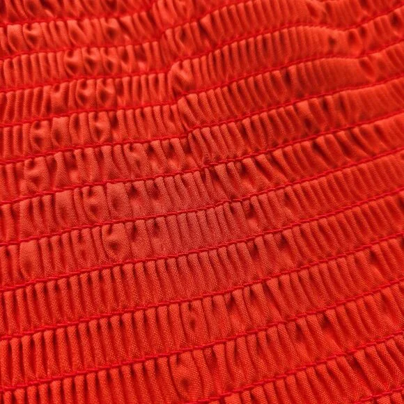 Silk & Salt Smocked Tiered Orange Maxi Dress Flowy Lightweight Summer Boho Cute - Picture 6 of 11